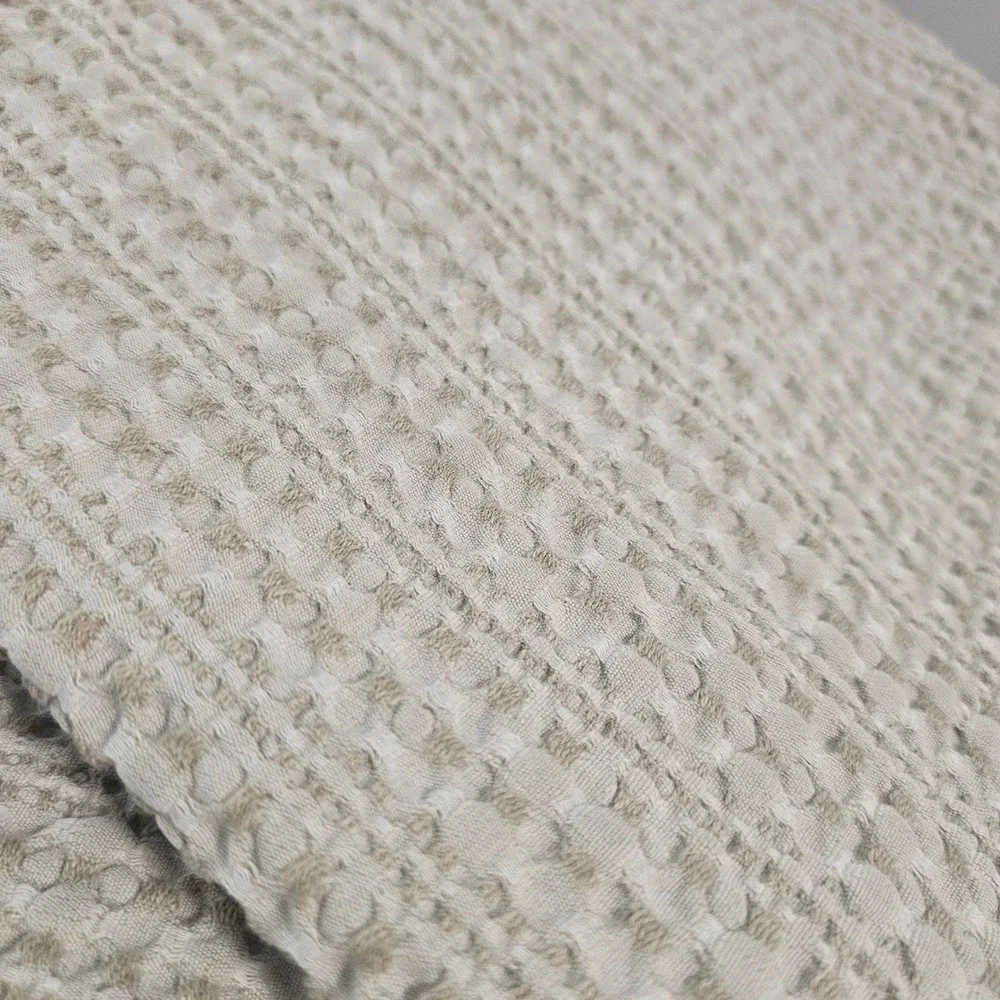 Crate and Barrel Tessa Standard‎ Sham Flax Beige Waffle Weave Linen Blend Modern